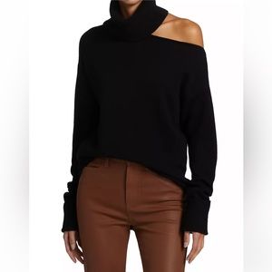 NWT Paige | Black Raundi Turtleneck Cutout Cuffed Wool Blend Sweater XS